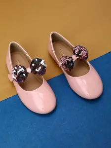 max Girls Pink Embellished Ballerinas with Bows Flats