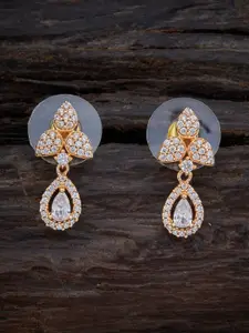 Kushal's Fashion Jewellery Gold-Plated & White Cubic Zirconia Drop Earrings
