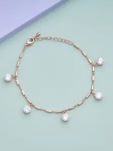 Kushal's Fashion Jewellery Women Rose Gold & White Rose Gold-Plated Wraparound Bracelet