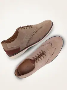 FAUSTO Men Brown Suede Oxfords Shoes