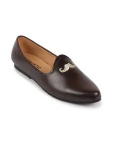 FAUSTO Men Brown Printed Mojaris