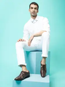 FAUSTO Men Brown Leather Shoe-Style Sandals