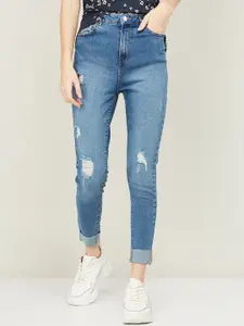 Ginger by Lifestyle Women Blue Skinny Fit Mildly Distressed Light Fade Jeans
