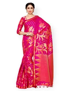 MIMOSA Pink Art Silk Woven Design Kanjeevaram Saree