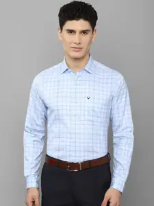 Allen Solly Men Blue Cotton Slim Fit Checked Formal Shirt