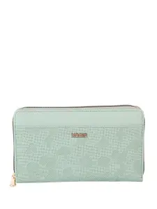 Mochi Women Green Textured Zip Around Wallet