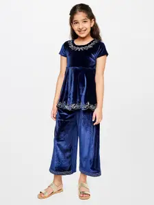 Global Desi Girls Blue Top With Palazzos