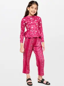 Global Desi Girls Pink Printed Top with Pyjamas