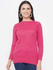 FABNEST Women Pink Pullover