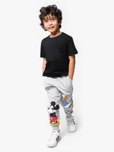 Nap Chief Boys Grey & Red Mickey & Donald Printed Relaxed-Fit Joggers