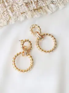 Kazo Gold-Toned Gold Plated Geometric Hoop Earrings