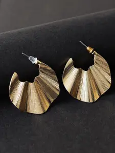 Kazo Gold-Toned Textured Waves Half Hoop Earrings
