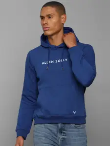 Allen Solly Men Blue Printed Cotton Hooded Sweatshirt