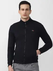 Van Heusen Sport Men Navy Blue Solid Mock Collar Sweatshirt