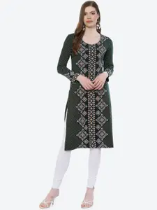 Rangriti Women Green Printed Kurta