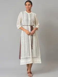 W Women Geometric Printed Cotton Kurta