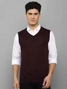 Allen Solly Men Maroon Solid Acrylic Sweater Vest