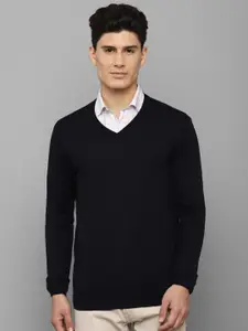 Allen Solly Men Black Acrylic V-neck Pullover Sweater