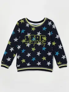Juniors by Lifestyle Boys Navy Blue Printed Cotton Sweatshirt