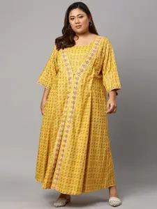 W Women Yellow Ethnic Motifs Ethnic A-Line Maxi Dress