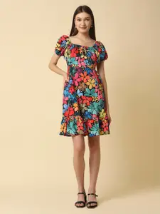 RAASSIO Blue & Red Floral Dress