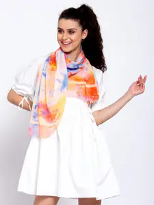 J Style Women Orange & Blue Printed Scarf
