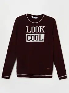 Fame Forever by Lifestyle Boys Maroon Typography Printed Pullover Sweater