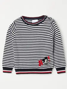 Juniors by Lifestyle Boys Navy Blue & White Striped Pullover