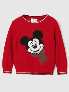 Juniors by Lifestyle Boys Red & White Printed Pure Cotton Pullover