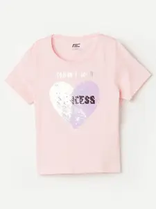 Fame Forever by Lifestyle Girls Pink Typography Printed Cotton T-shirt