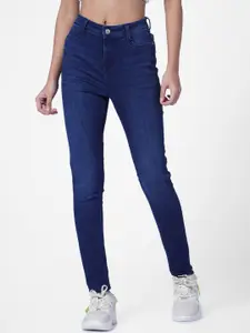 ONLY Women Blue Skinny Fit High-Rise Low Distress Jeans- ONLKARAT SK REG J