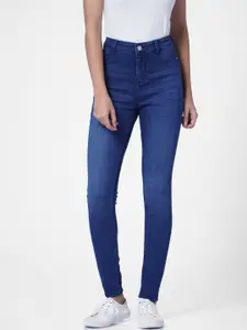 ONLY Women Blue Skinny Fit High-Rise Low Distress  Jeans- ONLKARAT SK REG JE