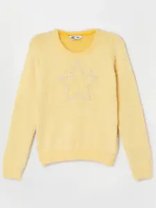 Fame Forever by Lifestyle Girls Yellow Embroidered Pullover with Embellished Detail