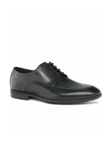 Ruosh Men Black Solid Leather Formal Derbys