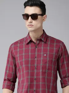 Arrow Sport Men Red Original Slim Fit Tartan Checks Opaque Pure Cotton Casual Shirt