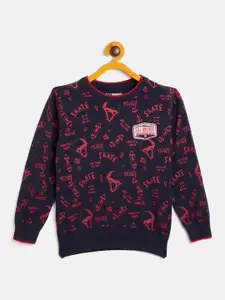 Duke Boys Blue & Pink Typography Printed Pullover