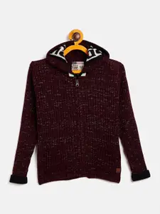 Duke Boys Maroon Cable Knit Hooded Cardigan