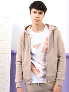 HIGHLANDER Men Beige Hooded Sweatshirt