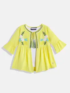 Allen Solly Junior Girls Cotton Top With Embroidered Jacket