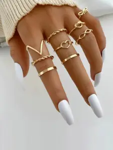 Jewels Galaxy Set Of 9 Gold-Plated Finger Ring