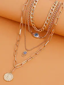 Jewels Galaxy Women Gold-Plated & White Layered Necklace