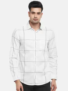 BYFORD by Pantaloons Men Off White Slim Fit Windowpane Checks Casual Shirt