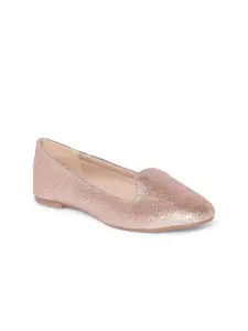 Forever Glam by Pantaloons Women Rose Gold-Toned Embellished Ballerinas Flats