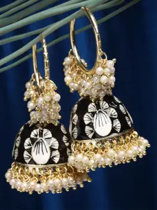 KARATCART Black Dome Shaped Jhumkas Earrings