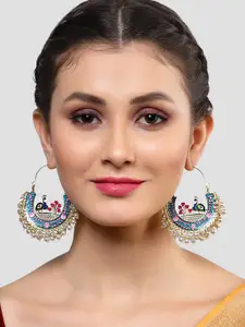 KARATCART Gold Plated & Blue Contemporary Chandbalis Earrings