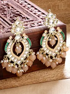 KARATCART Peach-Coloured Contemporary Chandbalis Earrings
