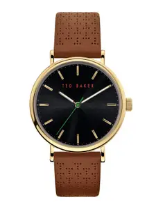 Ted Baker Men Blue Brass Dial & Brown Leather Strap Analogue Watch BKPMMF911_1