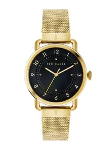 Ted Baker Women Black Brass Dial & Gold Toned Straps Analogue Watch BKPHRS202_1