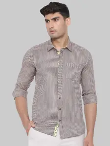 Tistabene Men Brown Premium Multi Stripes Striped Casual Shirt