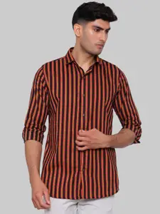 Tistabene Men Black Premium Striped Casual Shirt